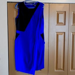 Nine West sheath dress Sz 10 royal blue with black detail, pockets